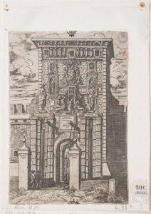 L'entrata alla città di Bologna, Porta Galliera (da Descrittione degli apparati fatti in Bologna per la venuta di n. s. papa Clemente VIII, Bologna, Benacci, 1598)